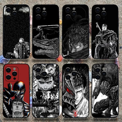Anime Berserk Guts Black Swordsman Phone Case - Shockproof Soft TPU Protective Cover for iPhone