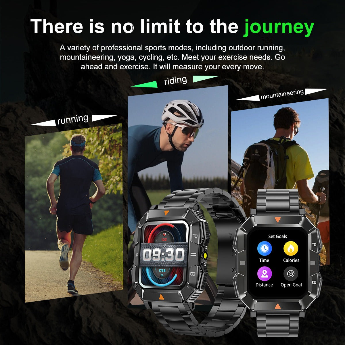 YK03 Smart Watch - Bluetooth Calling Rugged Smartwatch with Built-in Flashlight, Heart Rate & Blood Oxygen Monitoring