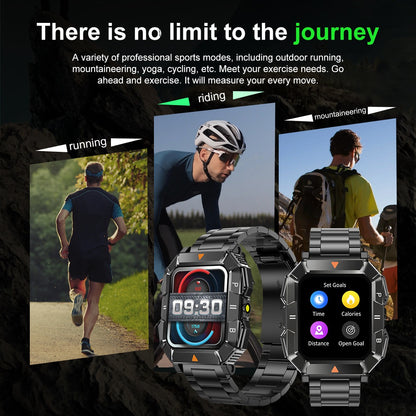 YK03 Smart Watch - Bluetooth Calling Rugged Smartwatch with Built-in Flashlight, Heart Rate & Blood Oxygen Monitoring