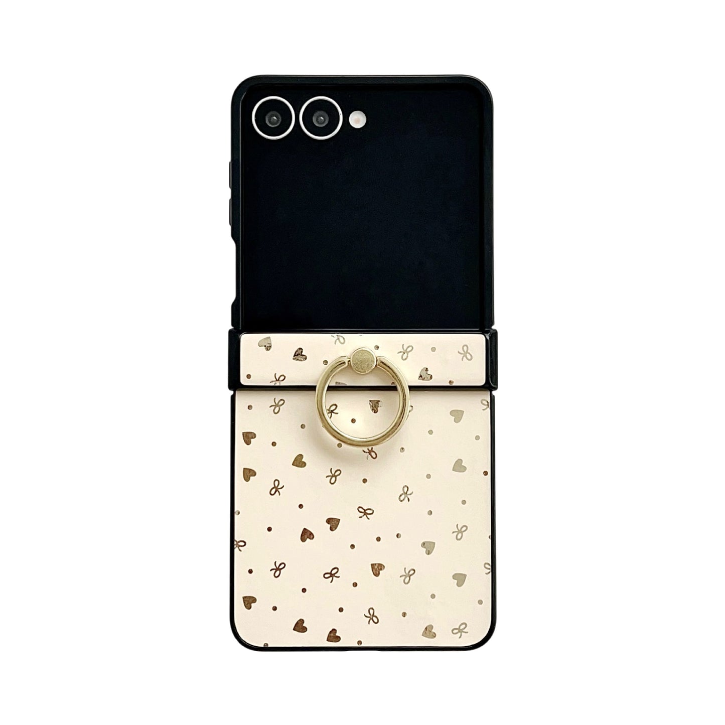 Glitter Star Pattern Leather Case with Metal Ring Holder for Samsung Galaxy Z Flip 6 5 4 - Slim Shockproof Cover