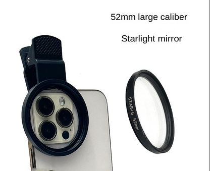 52mm Clip-On Star Filter Camera Lens for Smartphone - Starburst Starlight Effect Lens Filter