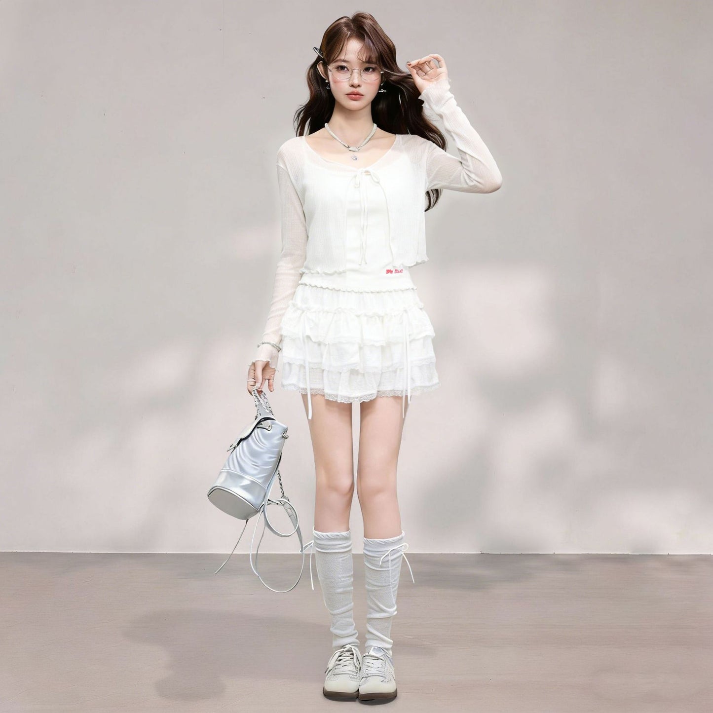 Summer Sheer Bolero Shrug with Elegant Ruffled Mini Dress Set