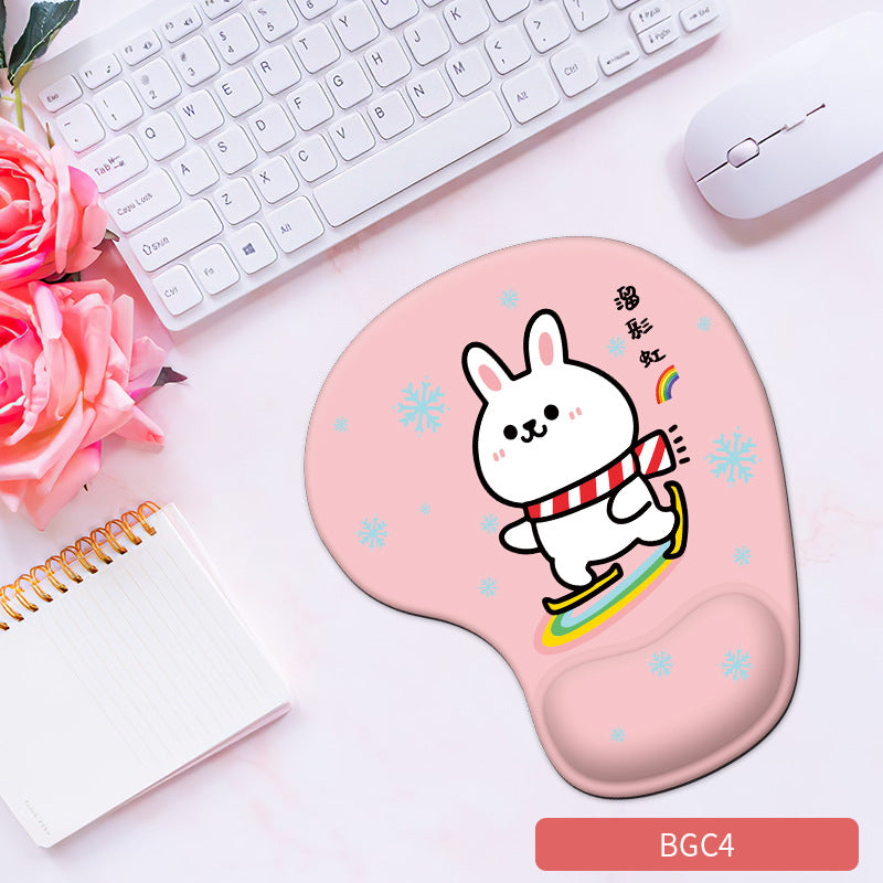 Cute Bunny Silicone Wrist Rest Mouse Pad - Soft Ergonomic Non-Slip Hand Support Pad for Gaming