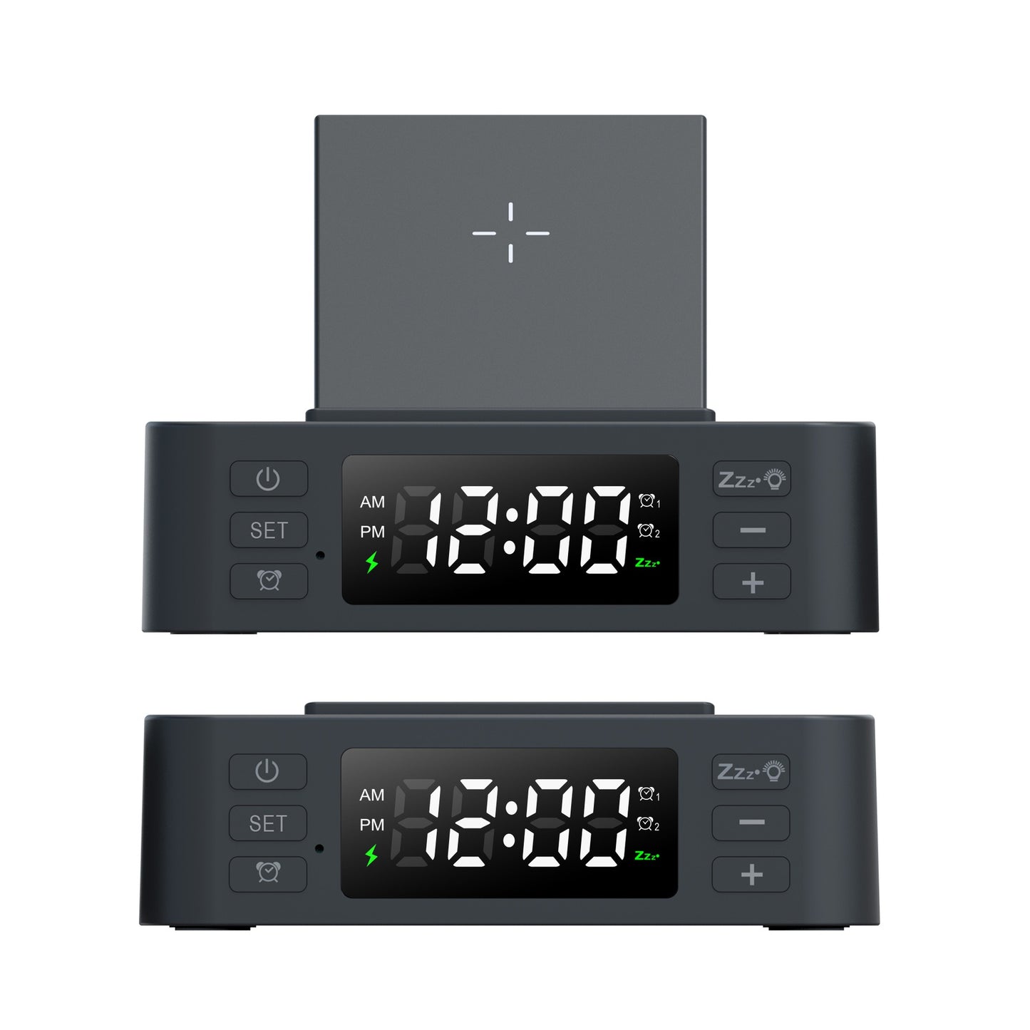 Multifunctional 15W Fast Wireless Charging Desk Organizer - Pen Holder & Digital Alarm Clock Phone Stand