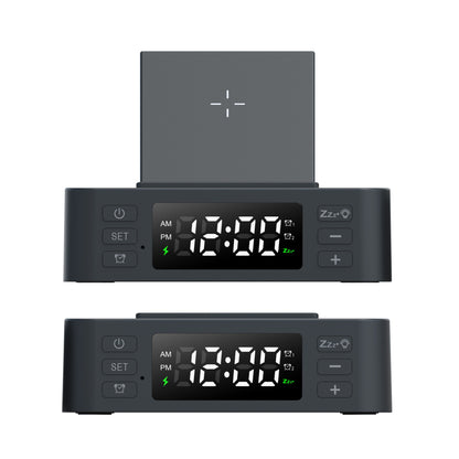 Multifunctional 15W Fast Wireless Charging Desk Organizer - Pen Holder & Digital Alarm Clock Phone Stand