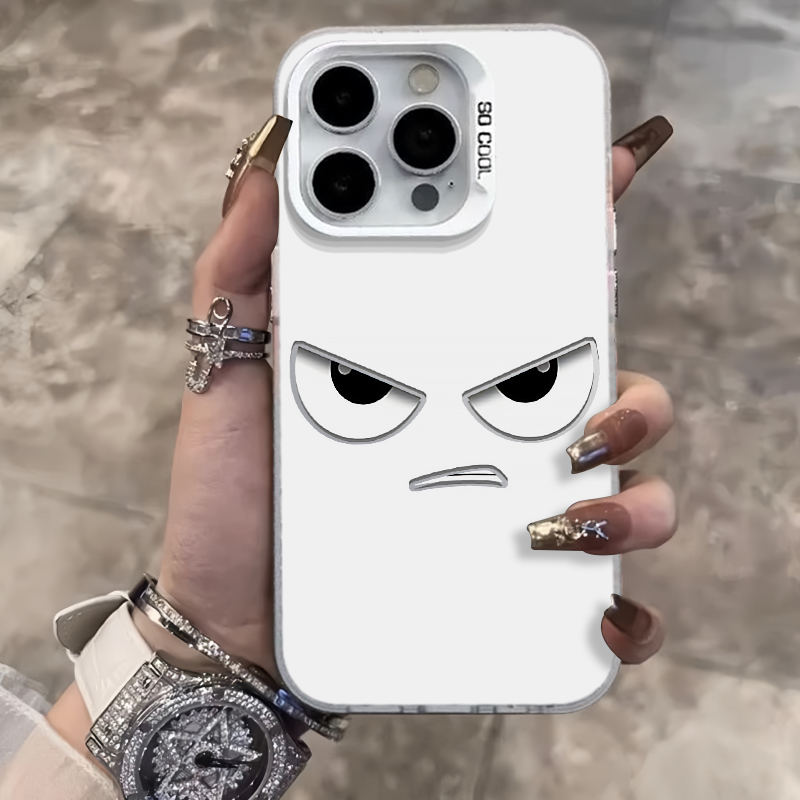 Creative Angry Emoji Face Laser Phone Case for iPhone 15 14 13 Pro Max - Cute Holographic Soft Cover