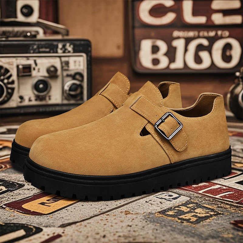Men's Thick Soled Height Increasing Board/Casual Shoes (Buckle Accent)