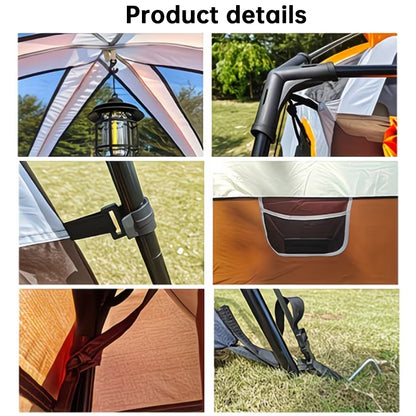 4-6 Person Family Camping Tent with Sunshade Awning - Waterproof Cabin Tent