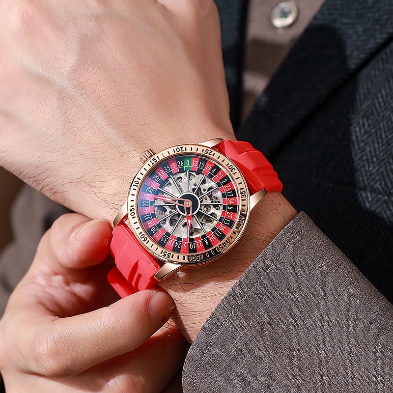 Luxury Gamble Plate Mechanical Men's Watch - Waterproof Luminous Trendy Sports Watch