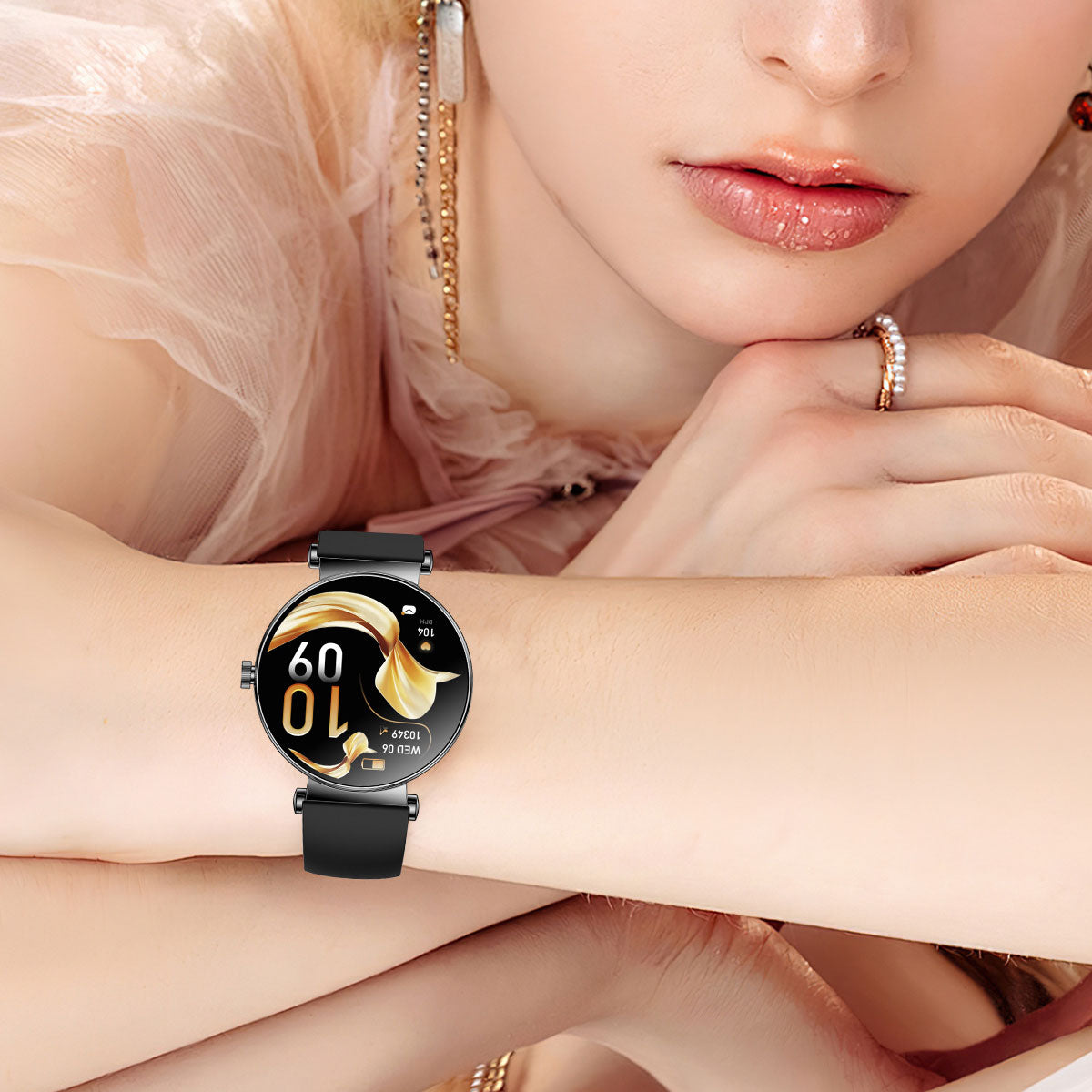 Y16 Ultra-Thin Women's Smart Watch - AMOLED Always-On Display with 466x466 HD Resolution & Mesh Strap