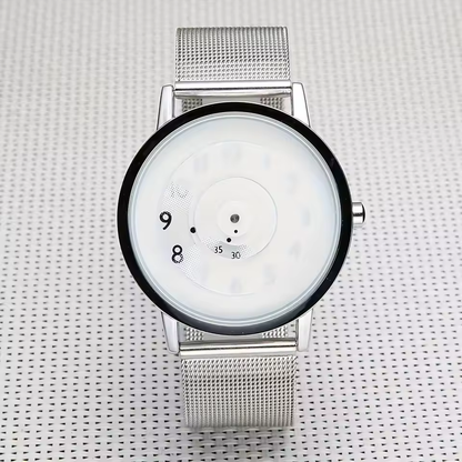 Trendy Pointerless Concept Watch with Stainless Steel Mesh Strap