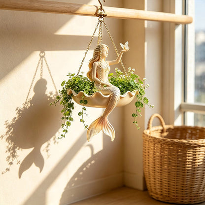 Elegant Fairy & Ballerina Hanging Resin Planter - Decorative Flower Pot & Bird Feeder