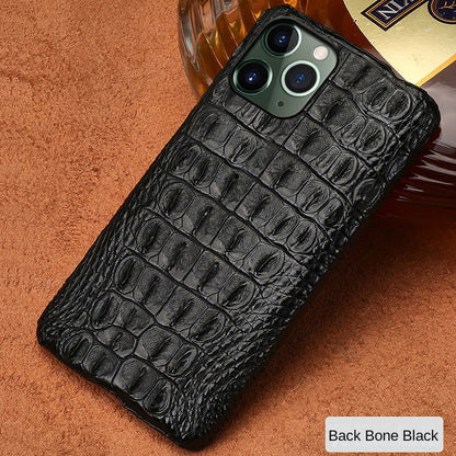 Luxury Crocodile Leather Phone Case - Genuine Alligator Texture Protective Cover for iPhone