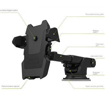 Telescopic Long Arm Car Phone Holder - Suction Cup Mount for Dashboard & Windshield