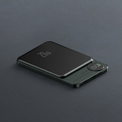 Ultra-Thin Magnetic Wireless Fast Power Bank 20W - Industrial Style Metal Portable Charger with LED Digital Display
