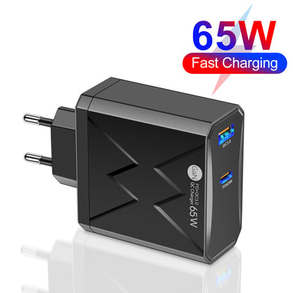 65W Gallium Nitride PD Fast Wall Charger - High-Speed Type-C Power Adapter for Smartphones & Laptops
