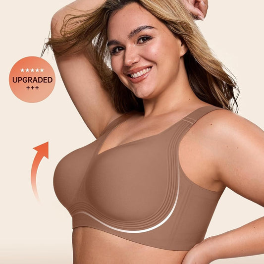 Non-Wire Full Coverage Comfort Bra - Seamless Push-Up Top for Large Bust