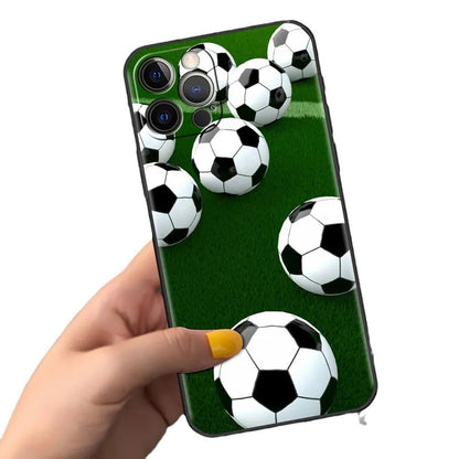 Football Soccer Pattern Soft TPU Phone Case - Sports Graphic Protective Cover for iPhone 15 14 13 Pro Max