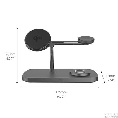 : Multi-Functional Qi2 3-in-1 Magnetic Wireless Charger - Desktop Fast Charging Station Stand