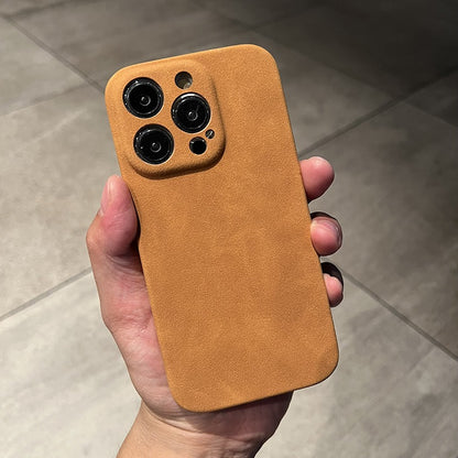 Premium Suede Leather Phone Case for iPhone 14 Pro Max 13 12 11 - Slim Half-Wrapped Anti-Fall Cover