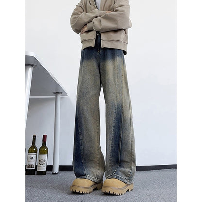 Retro Baggy Denim Pants - Casual Loose Fit Straight Jeans for Men