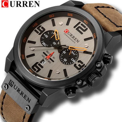 CURREN Luxury Men's Sport Quartz Watch with Leather Strap