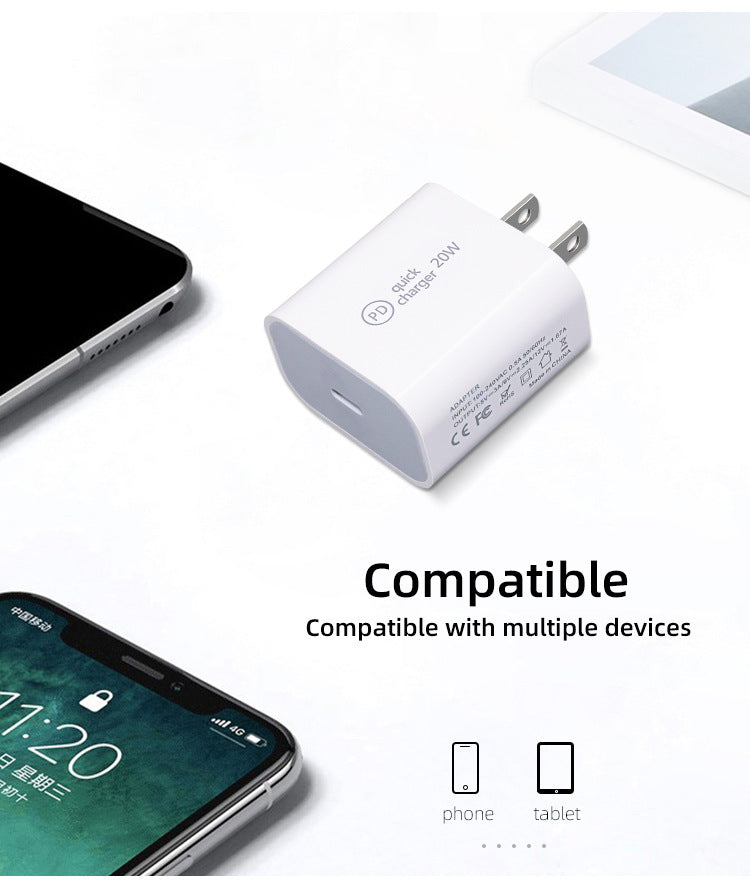 20W PD Fast Wall Charger - Type-C Travel Charging Head Adapter