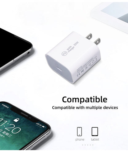 20W PD Fast Wall Charger - Type-C Travel Charging Head Adapter