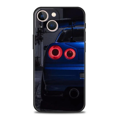 Japanese Blue & Red JDM Sports Car Phone Case - Car Enthusiast Protective Cover for iPhone 15