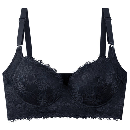 Anti-Sagging Lace Underwire Bra with Side Support for Large Bust