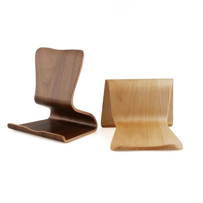 One-Piece Molded Wooden Tablet Stand - Desktop Display Holder & Charging Rack for iPad