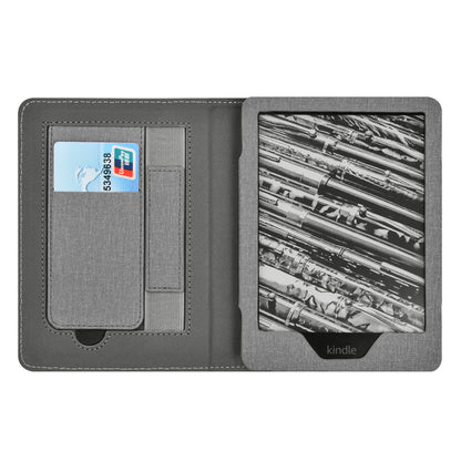 Cloth Texture Folio Case with Hand Strap & Stand for Kindle Paperwhite 5 (11th Gen 6.8") - Card Holder Cover