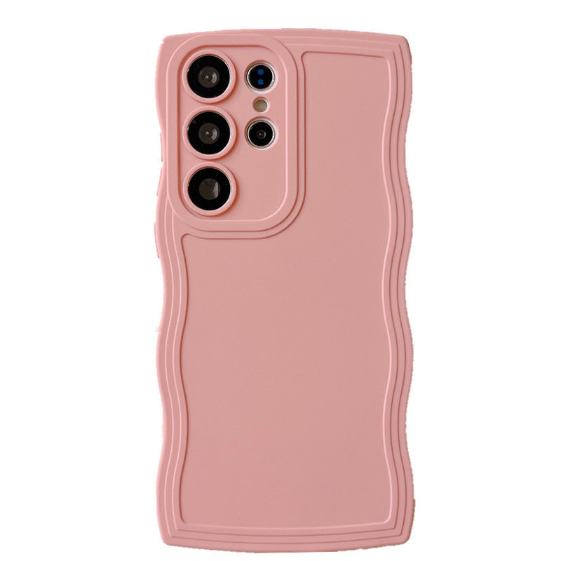 Liquid Silicone Wavy Phone Case - Cute Curly Edge Protective Cover for Samsung Galaxy S24, S22, A73, A52, A34 & A05