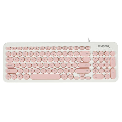D520 Ultra-Thin Wired Keyboard - 104 Key Silent Office & Gaming Keyboard with Retro Round Keycaps