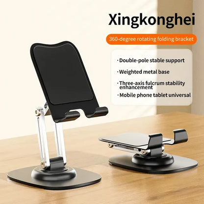 360° Rotating Aluminum Phone & Tablet Stand - Multi-Function Folding Lazy Desktop Support