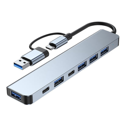 7-in-1 USB & Type-C Dual Interface Hub - Multifunctional USB Splitter and Card Reader Adapter for Laptops