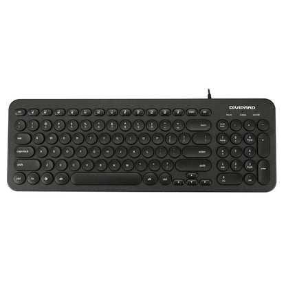 D520 Ultra-Thin Wired Keyboard - 104 Key Silent Office & Gaming Keyboard with Retro Round Keycaps