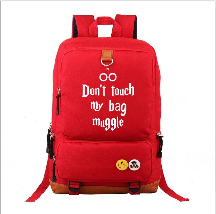 Unisex Harry Potter "Don't Touch My Bag Muggle" Student Backpack (Purple)