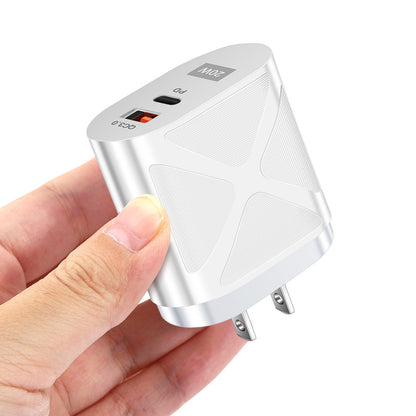 20W PD & QC3.0 Dual-Port Fast Wall Charger - LED Luminous Mobile Phone Charging Head