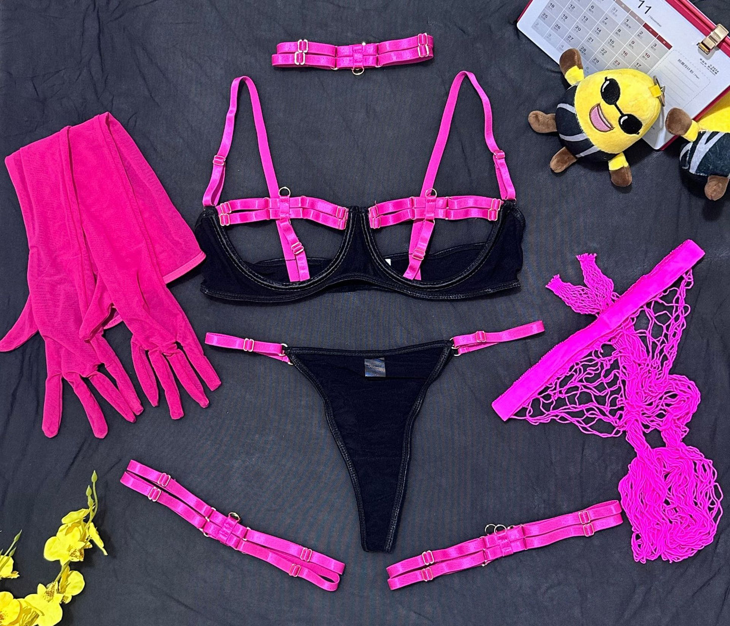 Fashion Two-Color Splicing Strap Underwear Sexy Lingerie Set