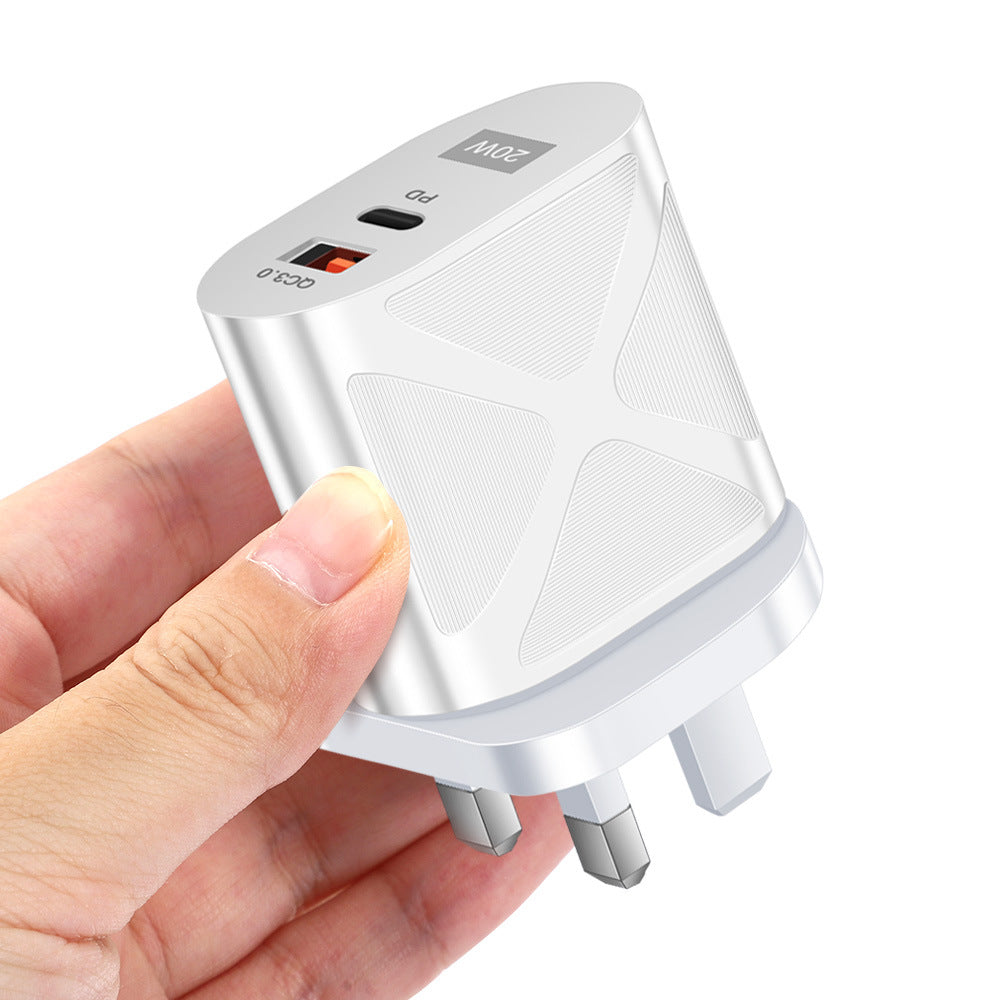 20W PD & QC3.0 Dual-Port Fast Wall Charger - LED Luminous Mobile Phone Charging Head