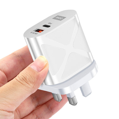 20W PD & QC3.0 Dual-Port Fast Wall Charger - LED Luminous Mobile Phone Charging Head