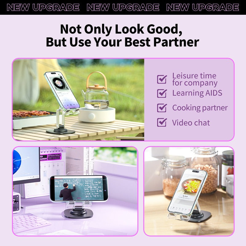Transparent Acrylic Desktop Phone Stand - Dual-Arm Triaxial Adjustable Holder