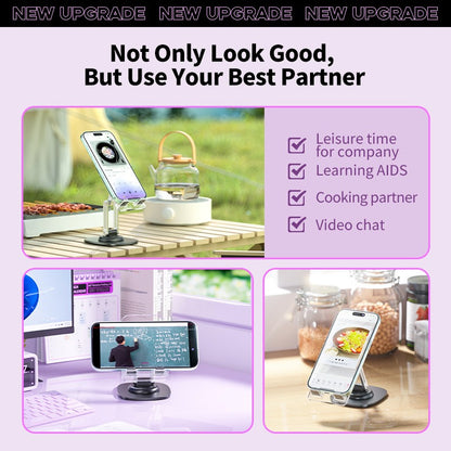 Transparent Acrylic Desktop Phone Stand - Dual-Arm Triaxial Adjustable Holder