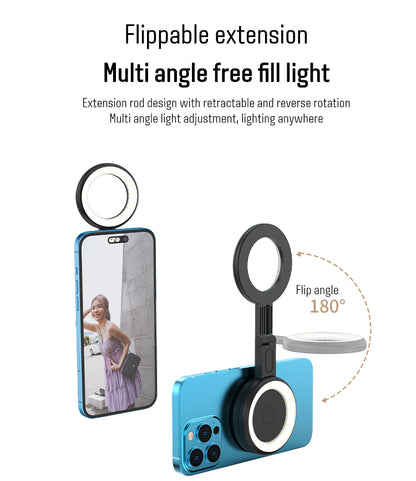 Mini Folding Magnetic Selfie Fill Light - Portable Makeup & Conference Lighting Ring Light