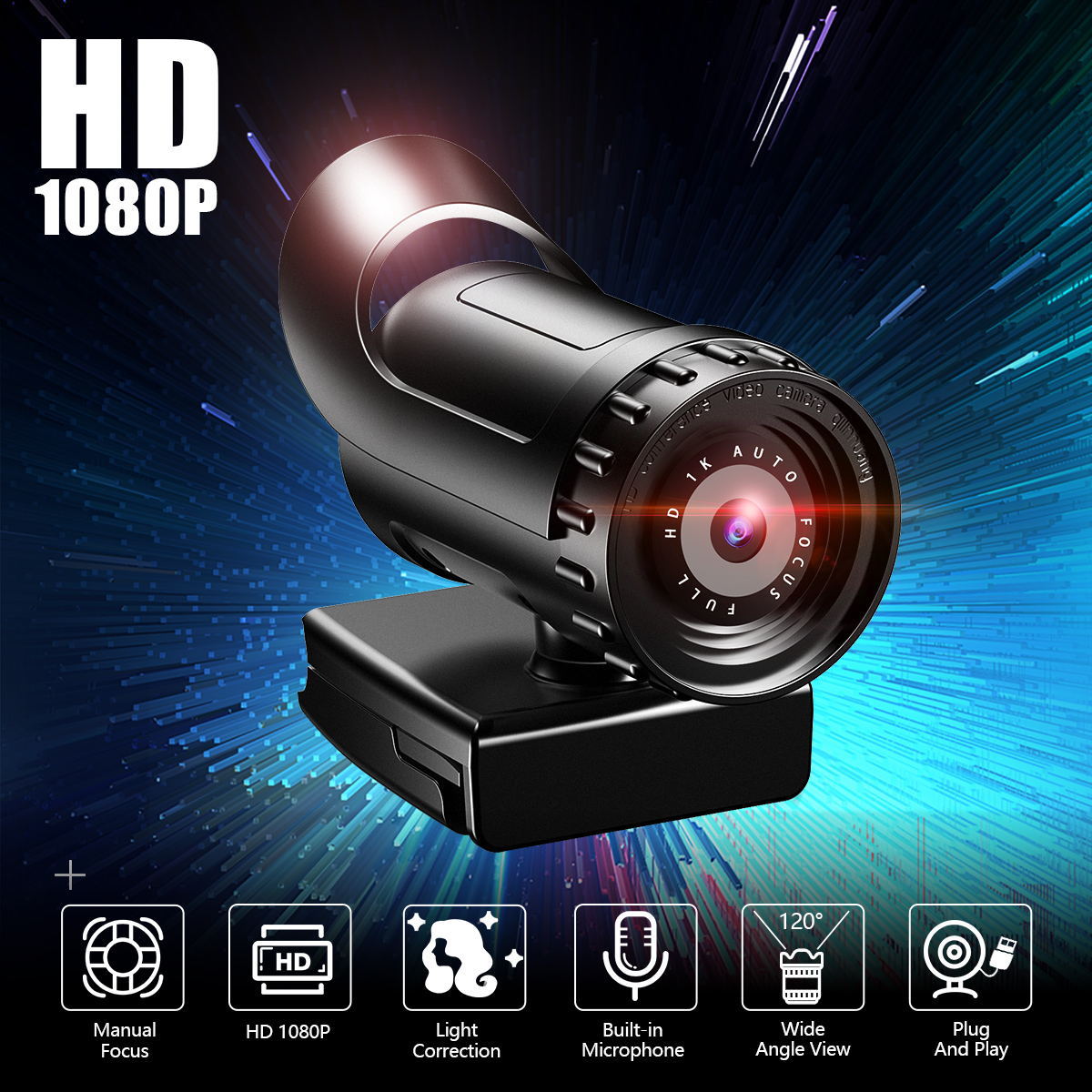 4K Autofocus USB Webcam - HD Network Computer Camera with Drive-Free Plug & Play