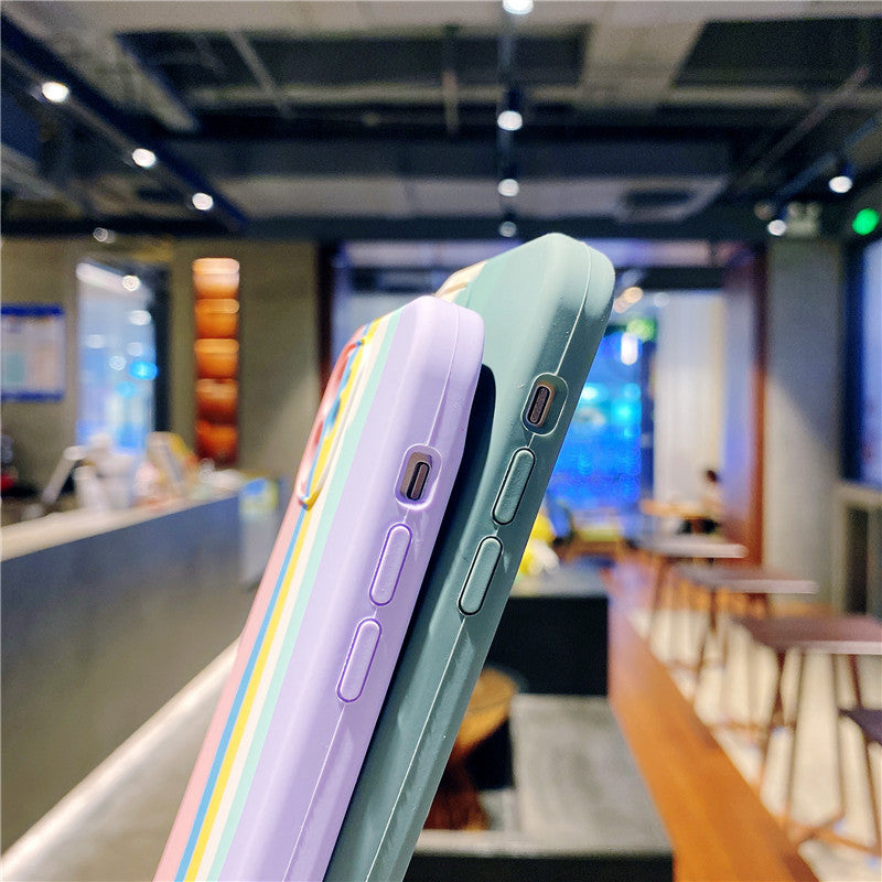 Rainbow Silicone Lanyard Case for iPhone - Full Protection Anti-Fall Crossbody Phone Cover