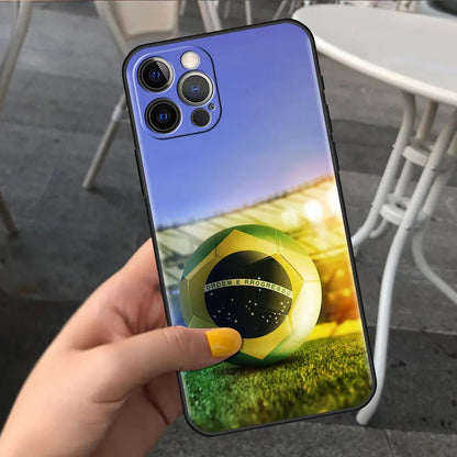 Football Soccer Pattern Soft TPU Phone Case - Sports Graphic Protective Cover for iPhone 15 14 13 Pro Max