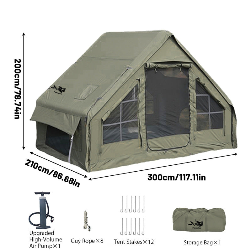 Outdoor Inflatable Air Tent with Extension Canopy - Breathable Mesh House Tent with Air Pump