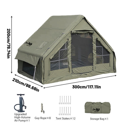 Outdoor Inflatable Air Tent with Extension Canopy - Breathable Mesh House Tent with Air Pump